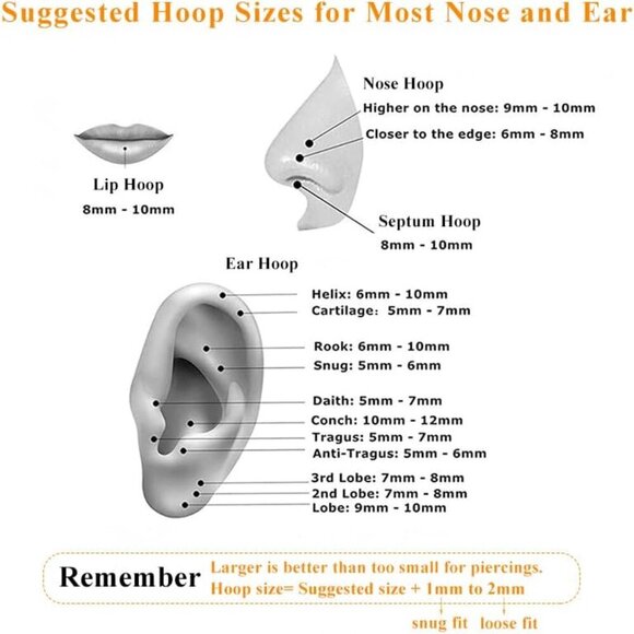 Hypoallergenic 20G-14G Surgical Steel Nose Rings – Versatile & Stylish Designs - Picture 6 of 6